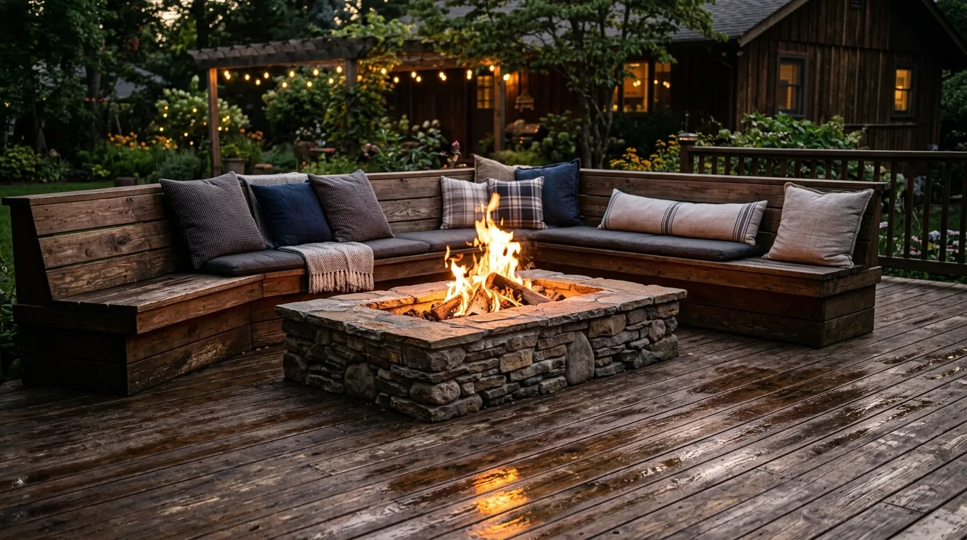 Gravel Fire Pit With Adirondack Chairs